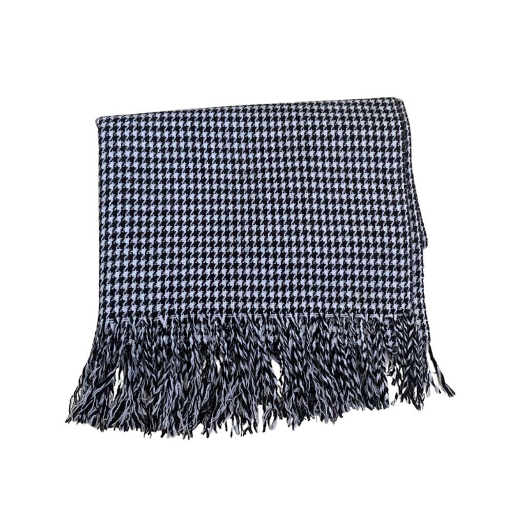 2/$30 Black White Houndstooth Classic Knit Winter Scarf Wrap Fringe